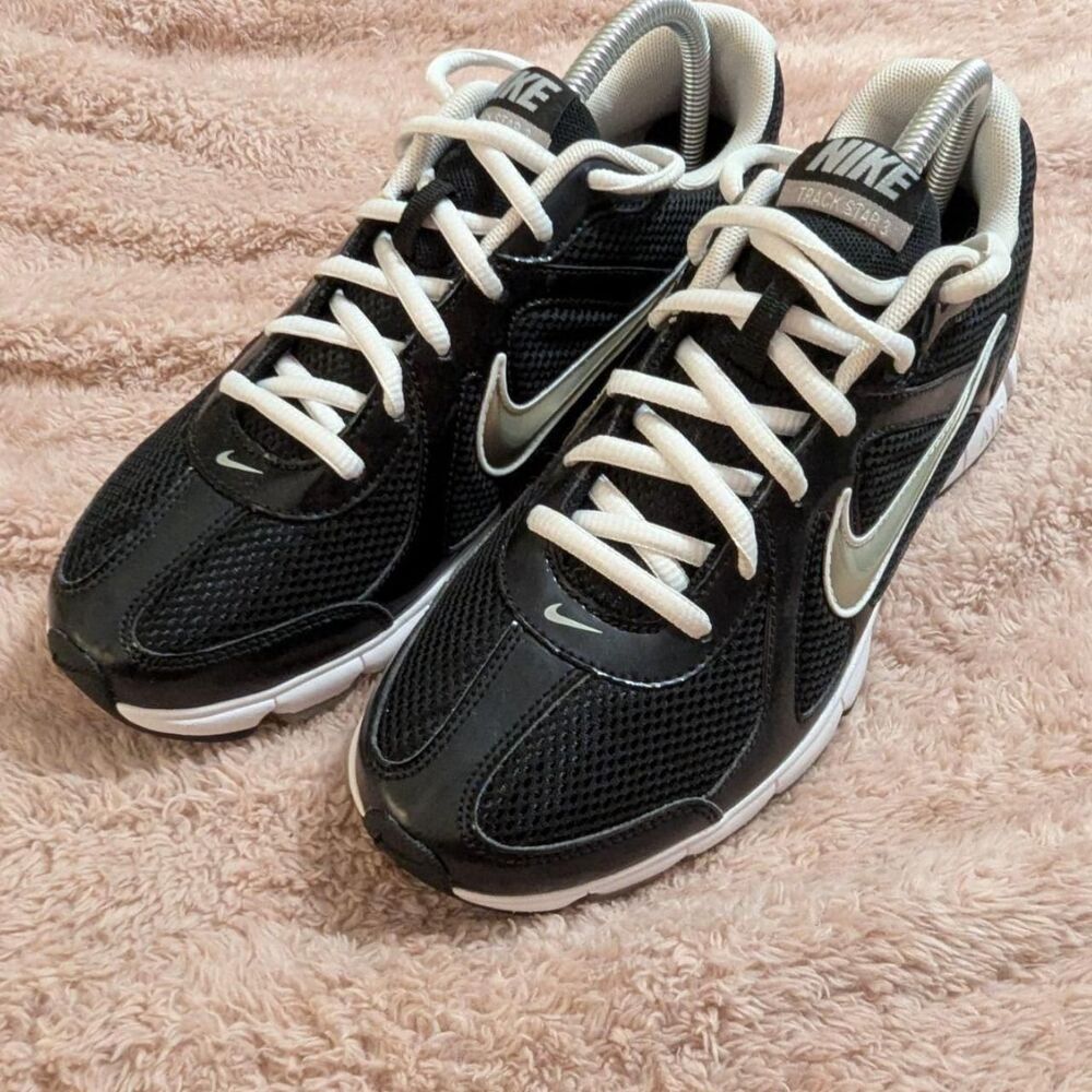 Nike Air Track Star 3 - Black / White / Gold Retro Runners - Women's Size 10